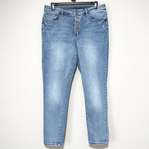 Seven7 Light Wash Button Fly High Waist Size 16 - Picture 1 of 11